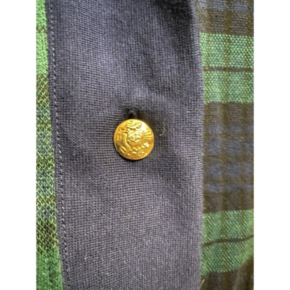 Vintage Eccotoo Navy Green Plaid Button Up Cardigan Collared Gold Buttons 1X - Picture 7 of 16